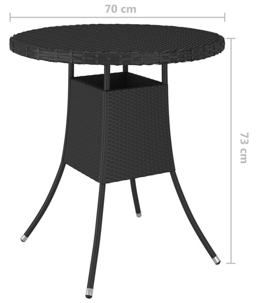 Fekete polyrattan kerti asztal 70 x 70 x 73 cm
