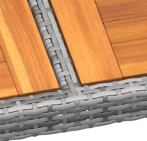Szürke akácfa és polyrattan kerti asztal 200 x 150 x 75 cm