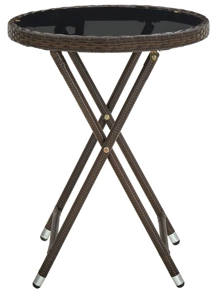 Barna polyrattan és edzett üveg teázóasztal 60 cm