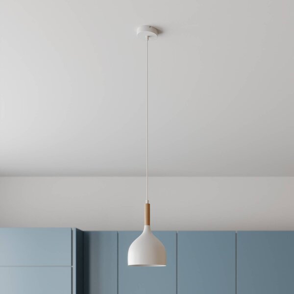 Luminex Noak lógó világítás, fehér/természetes fa, Ø 17 cm, dimmelhető, Fehér / opál, Nappali / Étkező, fém, Modern