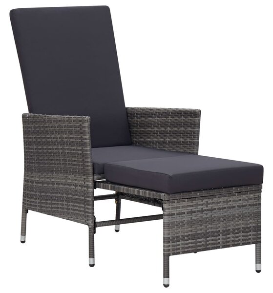Szürke dönthető háttámlás polyrattan kerti szék párnákkal