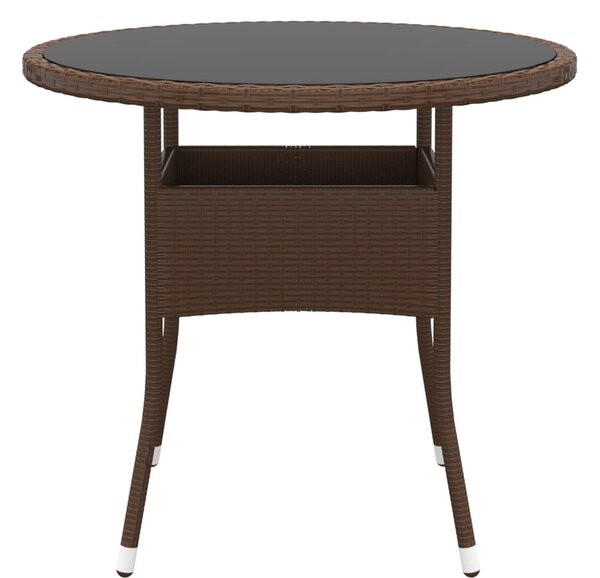 Barna polyrattan és edzett üveg kerti asztal Ø 80 x 75 cm