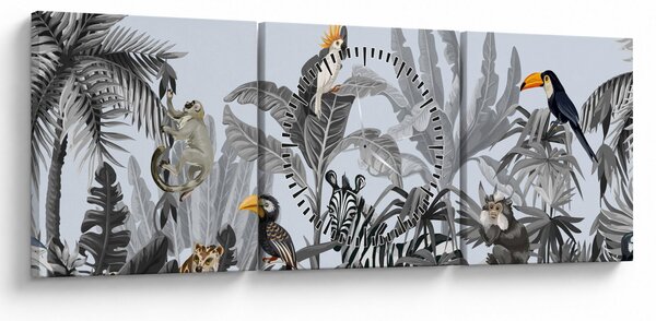 Kép - Illusztrált dzsungel (órával) (90x30 cm)