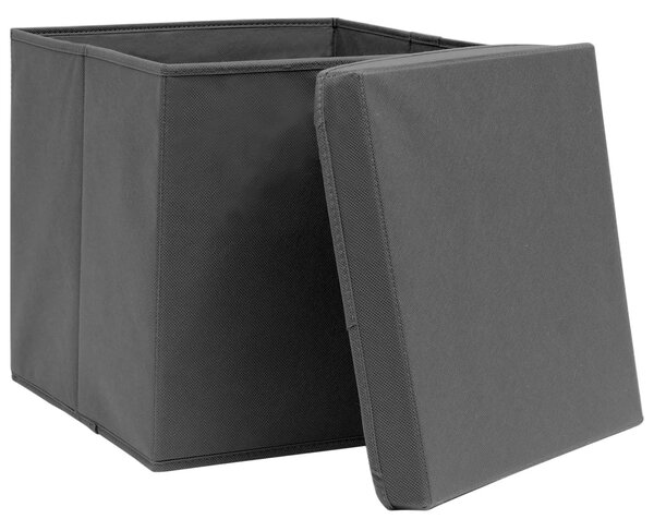 10 db szürke fedeles tárolódoboz 28 x 28 x 28 cm