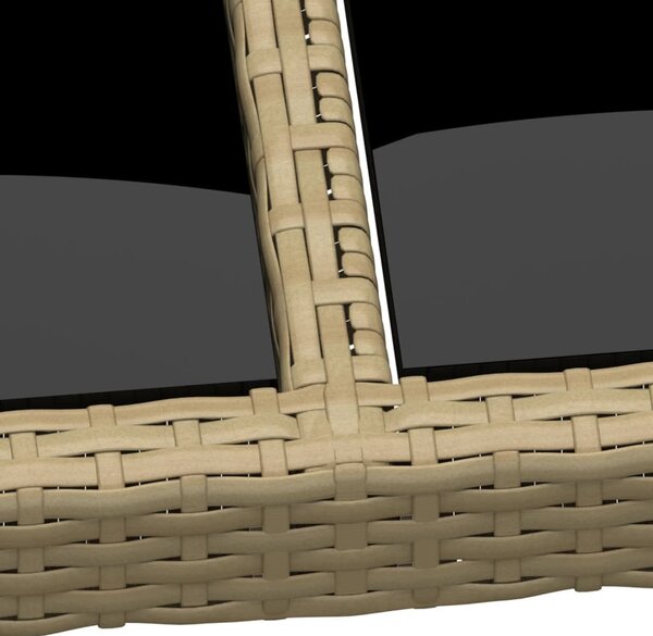Bézs polyrattan és edzett üveg kerti asztal 200 x 150 x 75 cm