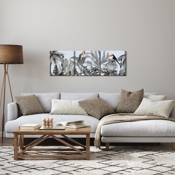 Kép - Illusztrált dzsungel (órával) (90x30 cm)