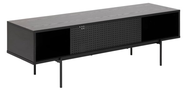 Fekete TV-állvány kőrisfa dekorral 140x45 cm Angus – Actona