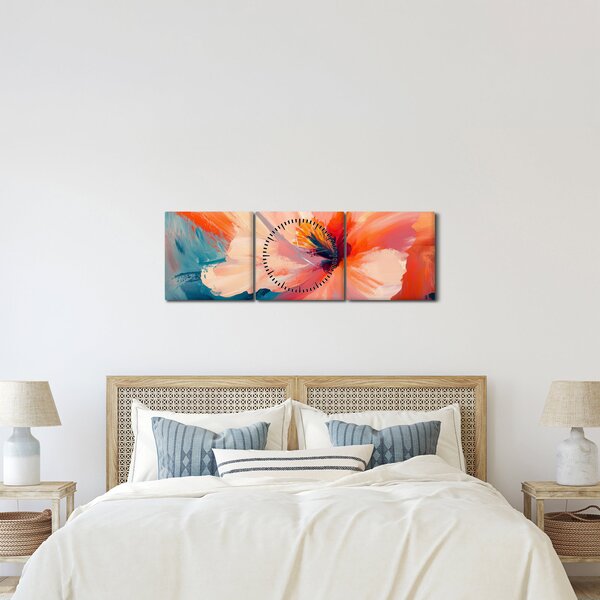 Kép - Festett virág (órával) (90x30 cm)
