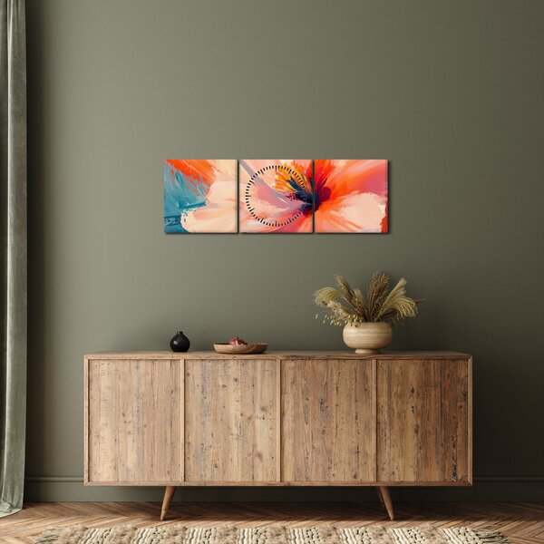 Kép - Festett virág (órával) (90x30 cm)