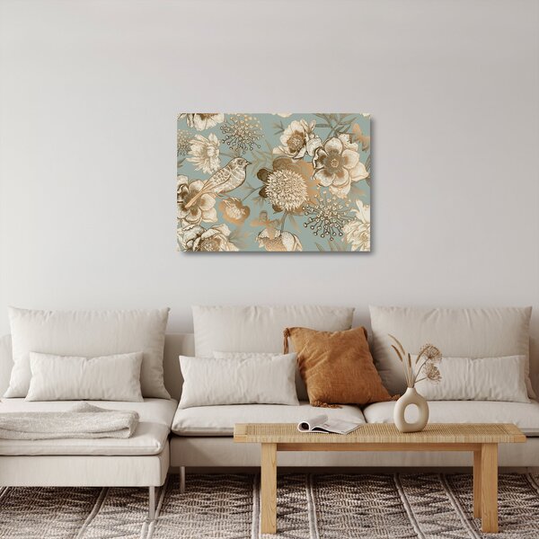 Üveg kép - Kert egy madárral (70x50 cm)