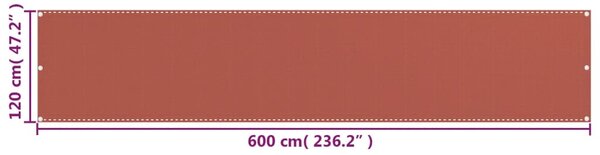 Terrakotta HDPE erkélytakaró 120 x 600 cm