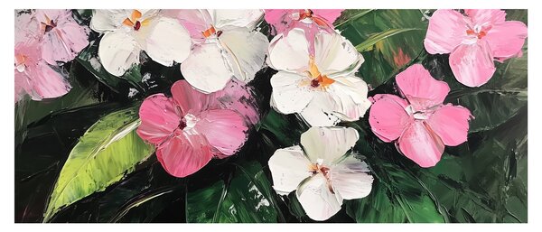 Kép - Rózsaszín és fehér virágok (120x50 cm)