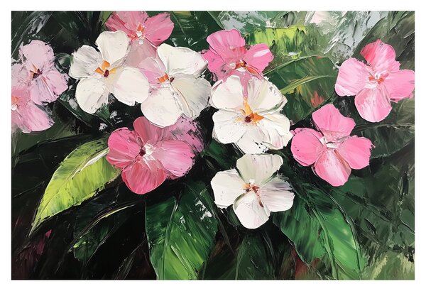 Kép - Rózsaszín és fehér virágok (90x60 cm)