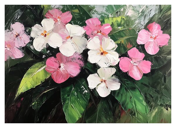 Üveg kép - Rózsaszín és fehér virágok (70x50 cm)