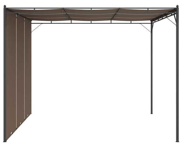 Tópszínű kerti pavilon oldalfüggönnyel 3 x 3 x 2,25 m