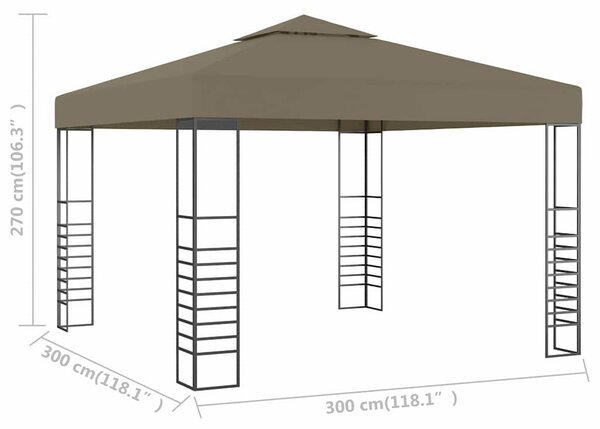 Tópszínű kerti pavilon 3 x 3 m 180 g/m²