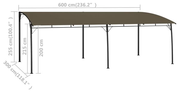 Tópszínű kerti napellenző 6 x 3 x 2,55 m