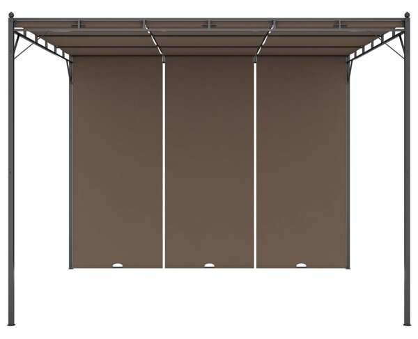 Tópszínű kerti pavilon oldalfüggönnyel 3 x 3 x 2,25 m