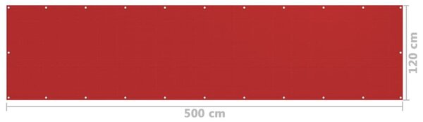 Piros HDPE erkélytakaró 120 x 500 cm