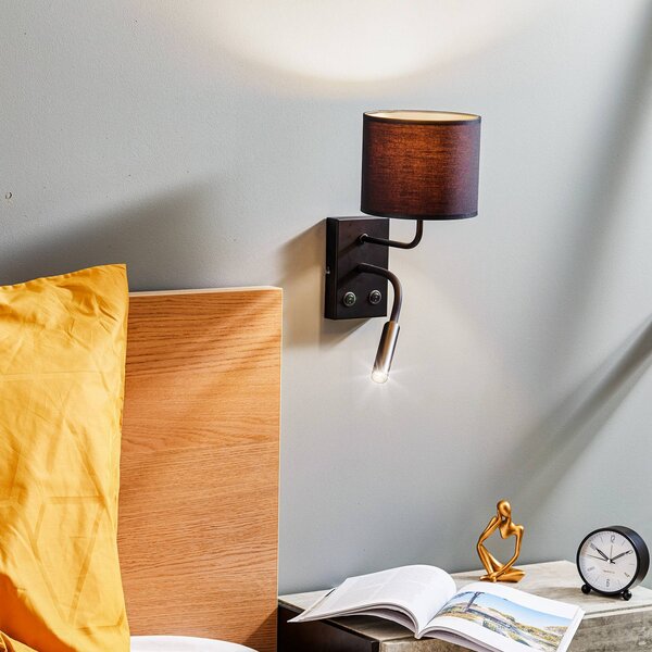 Luminex Soho hengeres fali lámpa olvasólámpa fekete/arany, Fekete, Nappali / Étkező, fém, Modern