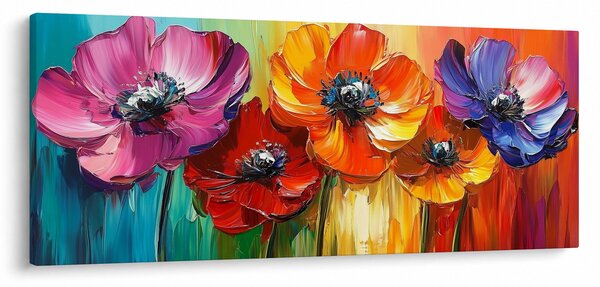 Kép - Öt színes virág (120x50 cm)