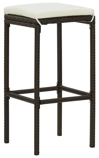 VidaXL 3 részes barna polyrattan kerti bárszett párnákkal