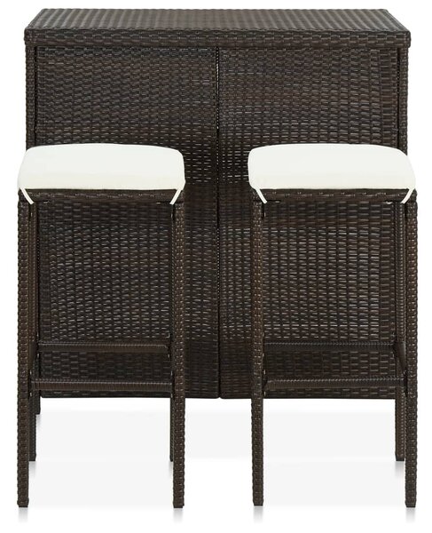 3 darabos barna polyrattan bárszett
