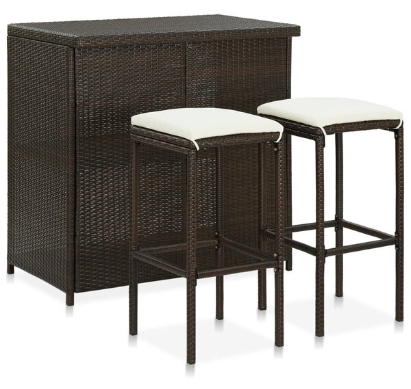 3 darabos barna polyrattan bárszett