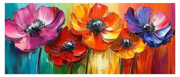 Kép - Öt színes virág (120x50 cm)
