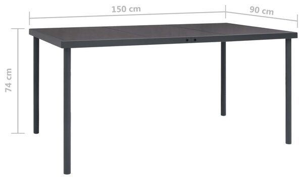 Antracitszürke kültéri étkezőasztal 150 x 90 x 74 cm
