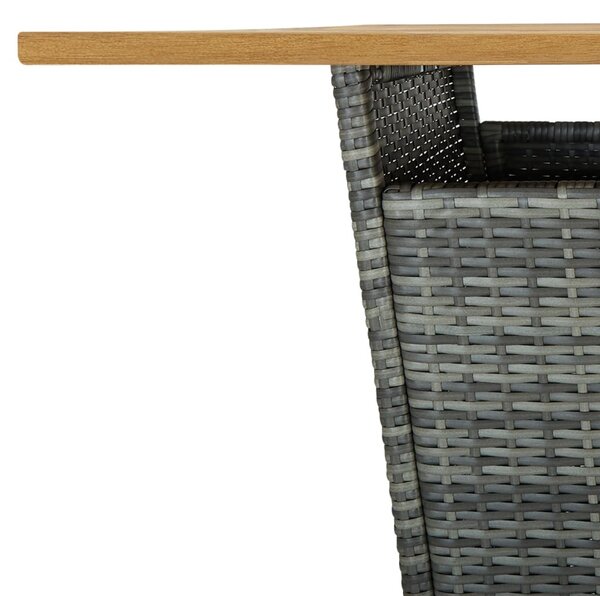 Szürke polyrattan és tömör akácfa bárasztal 80 x 80 x 110 cm