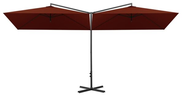 Terrakotta dupla napernyő acélrúddal 600 x 300 cm
