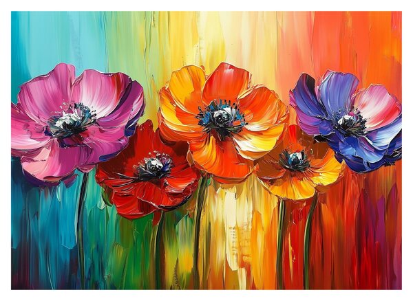 Kép - Öt színes virág (70x50 cm)