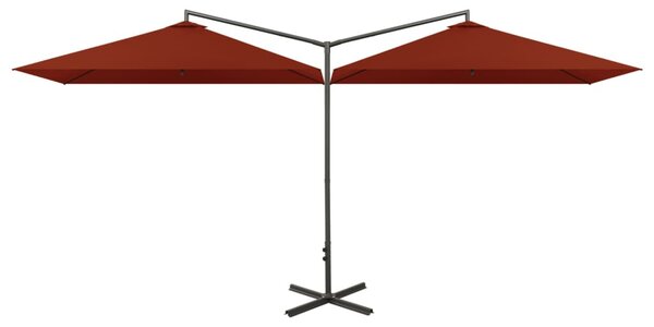 Terrakotta dupla napernyő acélrúddal 600 x 300 cm