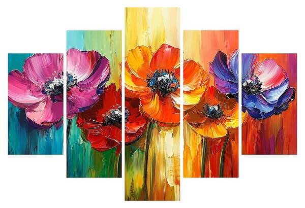 Kép - Öt színes virág (150x105 cm)