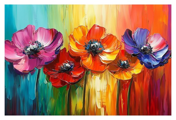 Kép - Öt színes virág (90x60 cm)