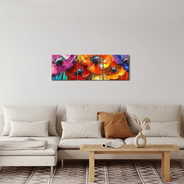 Kép - Öt színes virág (órával) (90x30 cm)