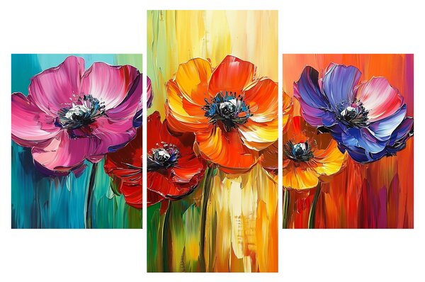 Kép - Öt színes virág (90x60 cm)