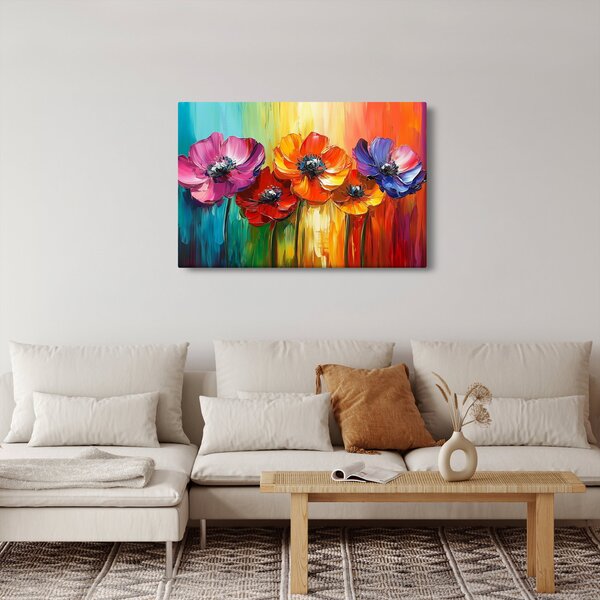 Kép - Öt színes virág (90x60 cm)