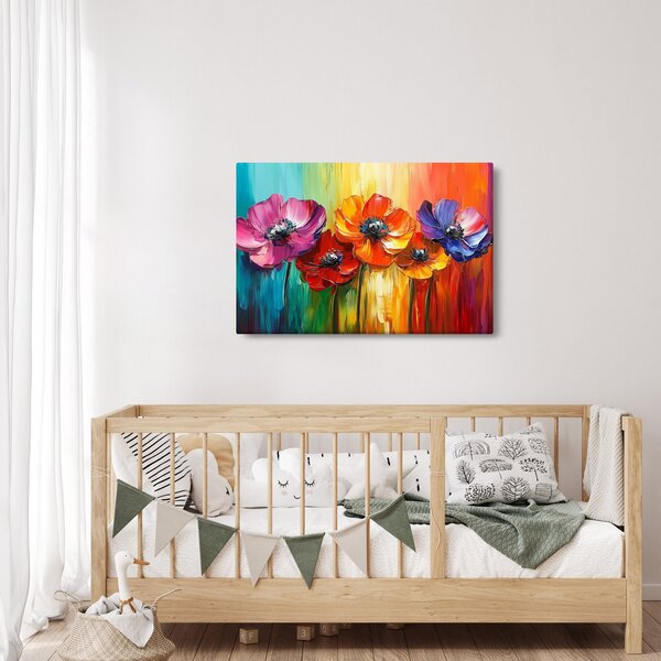 Kép - Öt színes virág (90x60 cm)