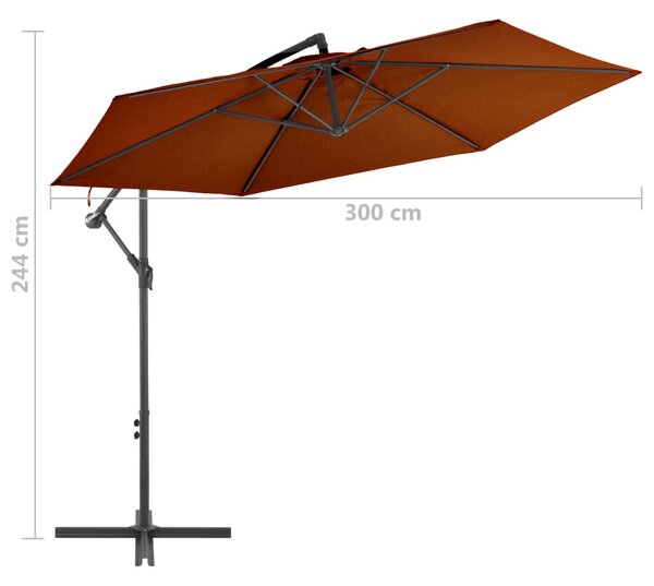 Terrakotta színű konzolos napernyő alumíniumrúddal 300 cm