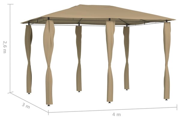 Tópszínű pavilon oszlop takarókkal 3 x 4 x 2,6 m 160 g/m²