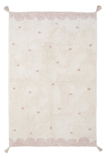 Minna rózsaszín-krémszínű kézzel készített pamut szőnyeg, 100 x 150 cm - Nattiot