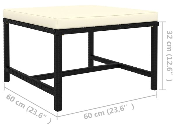 Fekete elemes polyrattan lábtartó párnával