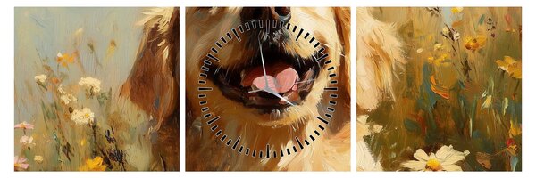 Kép - Boldog kutyus (órával) (90x30 cm)