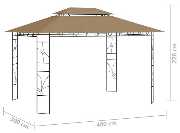 Tópszínű pavilon 4 x 3 x 2,7 m 160 g/m²