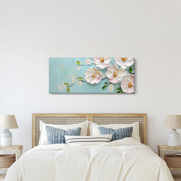 Kép - Virágok kék háttéren (120x50 cm)