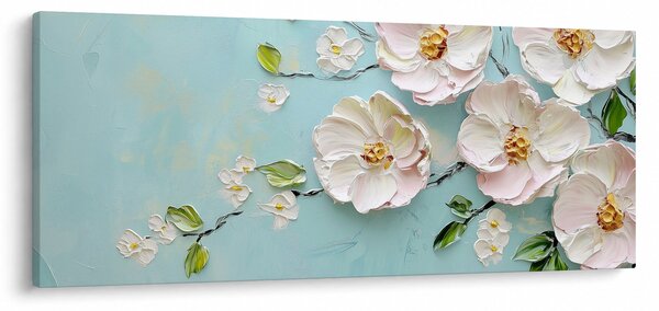 Kép - Virágok kék háttéren (120x50 cm)