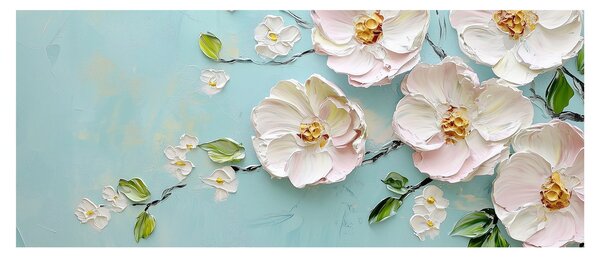 Kép - Virágok kék háttéren (120x50 cm)