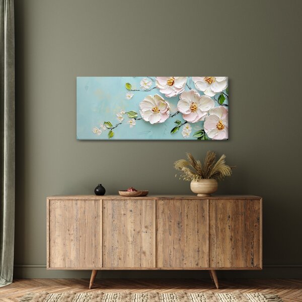 Kép - Virágok kék háttéren (120x50 cm)
